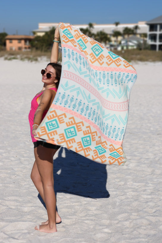 Aztec Pattern Orange - Turkish Towel