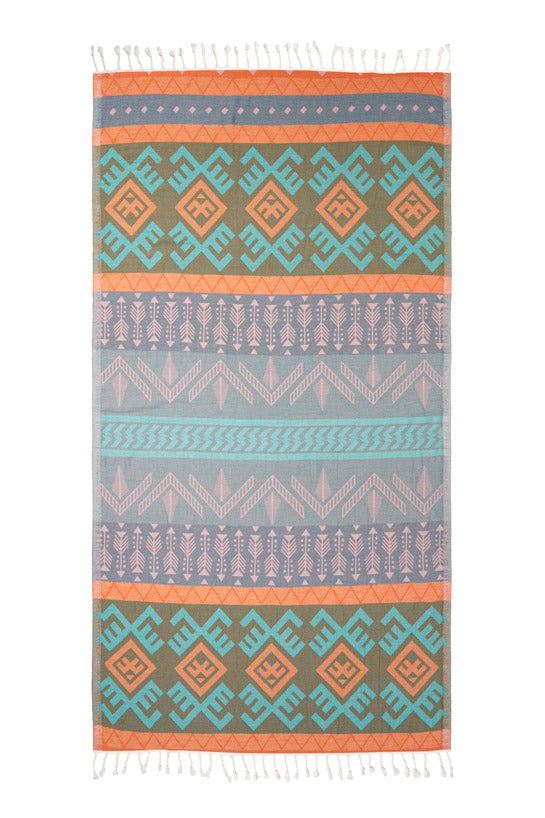 Aztec Pattern Orange - Turkish Towel
