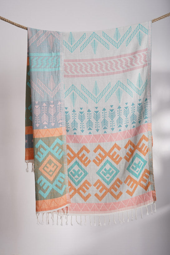 Aztec Pattern Orange - Turkish Towel