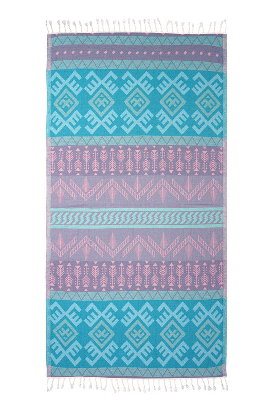 Aztec Pattern Rose Pale - Turkish Towel