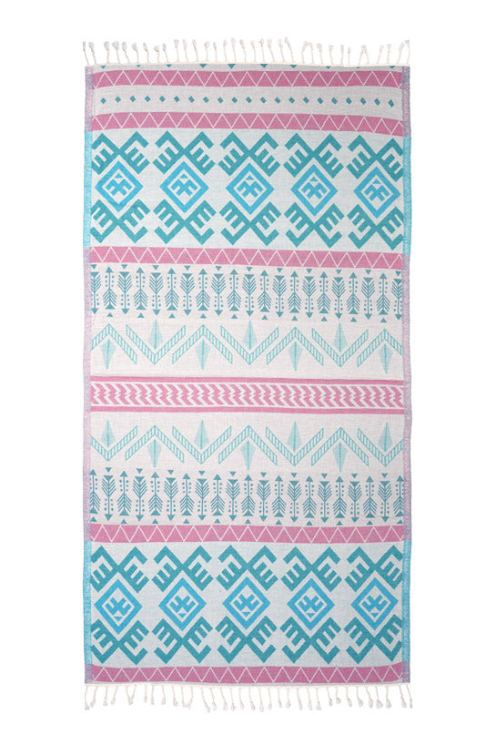 Aztec Pattern Rose Pale - Turkish Towel