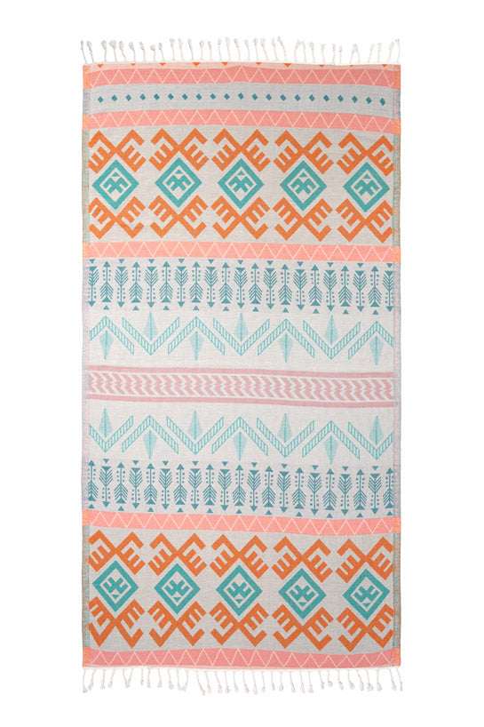 Aztec Pattern Orange - Turkish Towel