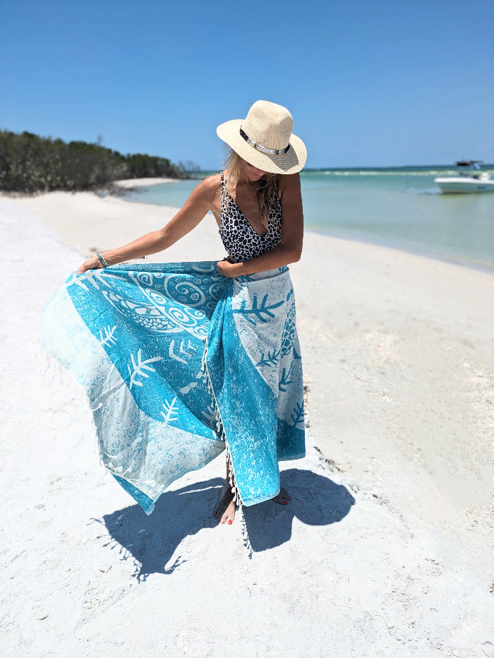 Sea Turtle Turquoise - Turkish Towel