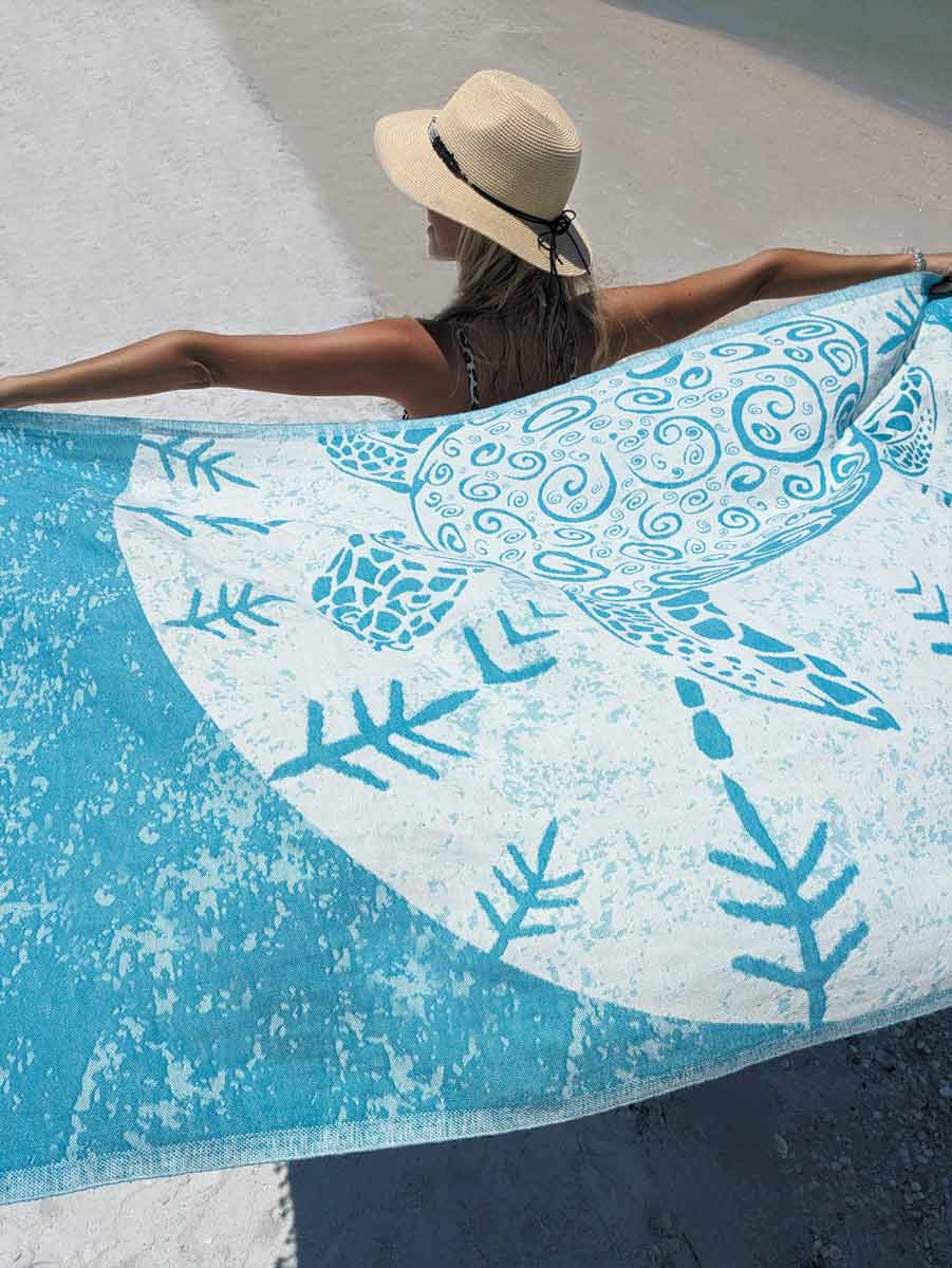 Sea Turtle Turquoise - Turkish Towel