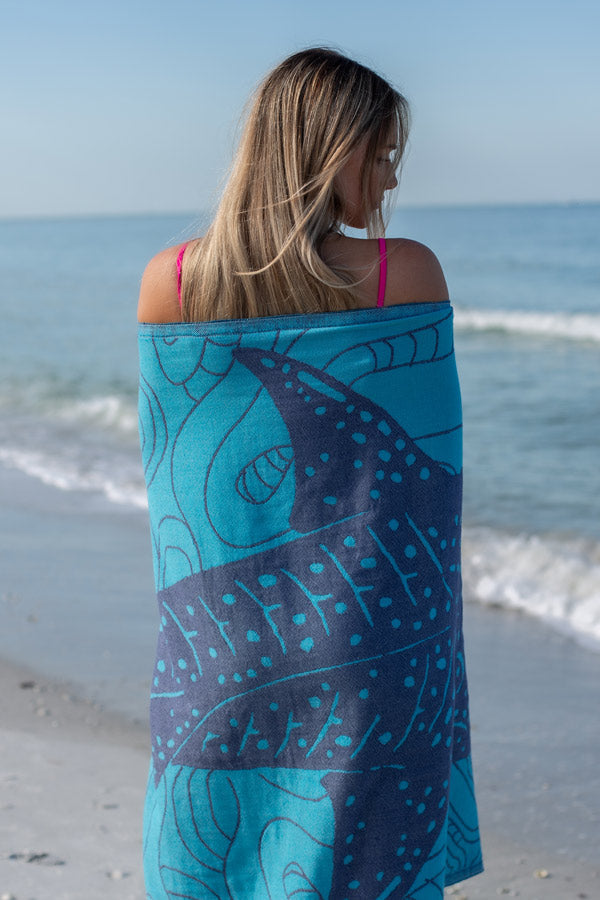 Whale Shark Turquoise - Turkish Towel